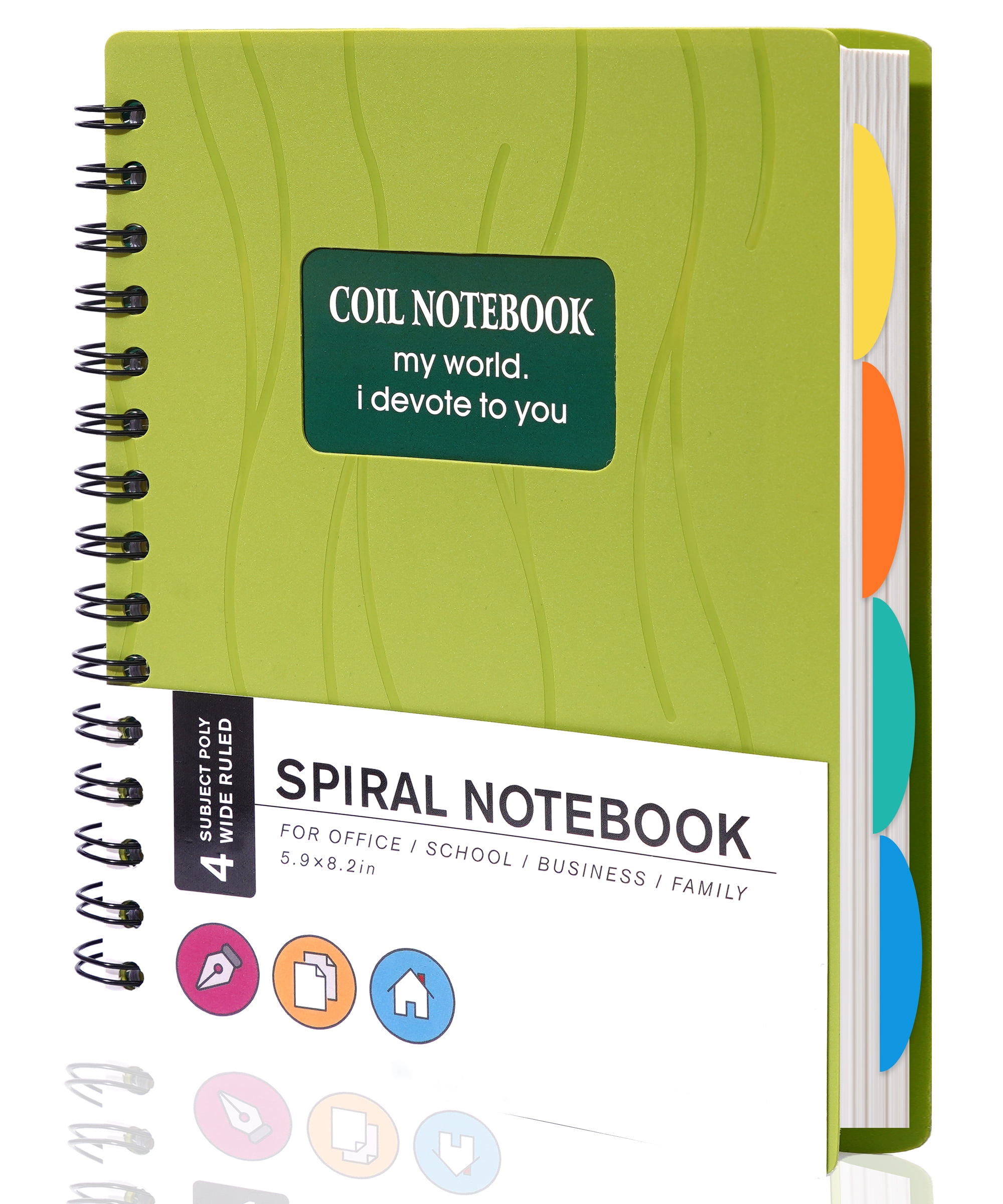 5 Subject Spiral Notebook Spiral Bound Journal Wide Ruled 6.3"x 8.3" PP
