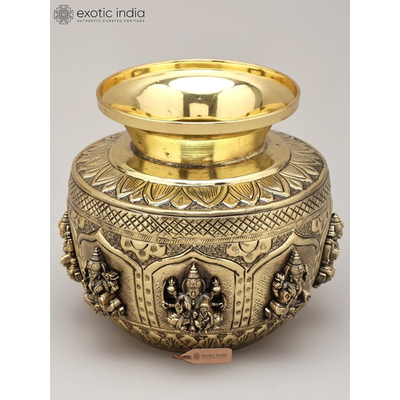 5" Superfine Brass Ashtalakshmi Ritual Kalash