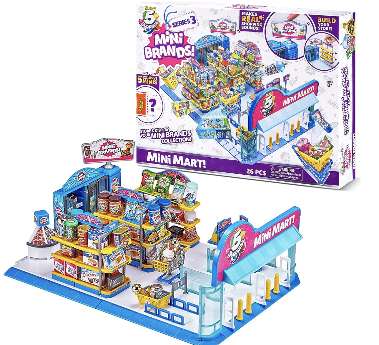 5 Surprise Mini Brands Mini Mart Playset Series 3 by ZURU with 5 Exclusive Mystery Mini Brands