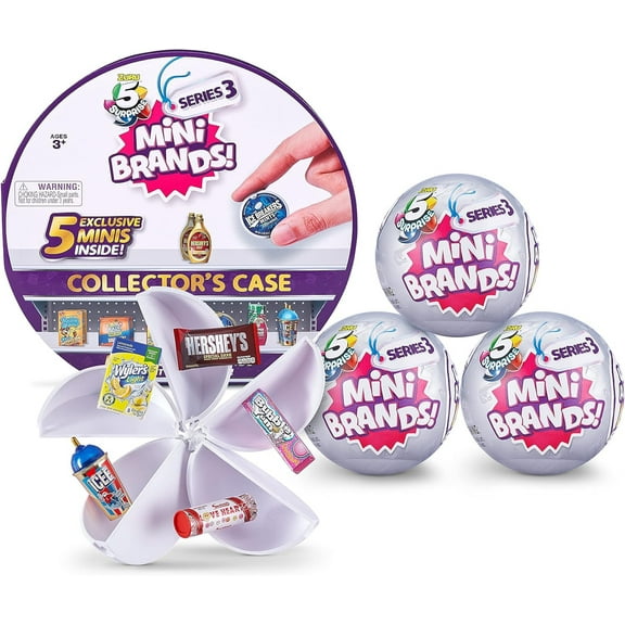 5 Surprise Mini Brands Series 3 Collectors Kit  Exclusive Mystery Capsules with Storage Case, Miniature Collectibles, Kids Toys Ages 6+