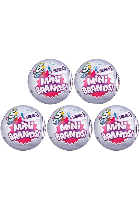5 Surprise Mini Brands Series 3 Mystery Capsule Real Miniature Brands Collectible Toy by Zuru (5 Pack)