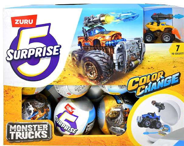 5 Surprise Monster Trucks Color Change Wave 2 Mystery Box (25 Packs ...