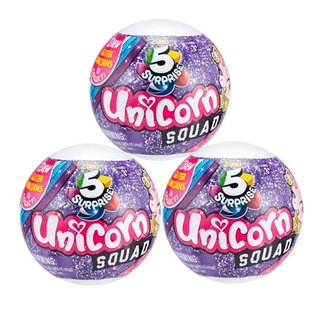 5 Surprise Unicorn Squad Series 2 Mystery Collectible Capsule (3 Pack) Novelty & Gag Toy by ZURU