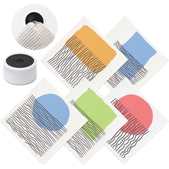 5 Swedish Dishcloths for Kitchen - Biodegradable & | Paper Towels Washable, -Safe & Without - Dish Rags Suitable for Any Surface | Print