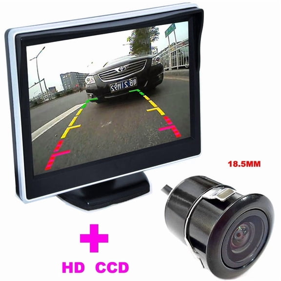 5" TFT LCD Car Monitor+18.5mm Mini Car Rearview Camera HD 170 Angle car backup camera 2 in 1 Auto Parking Assistance Unit