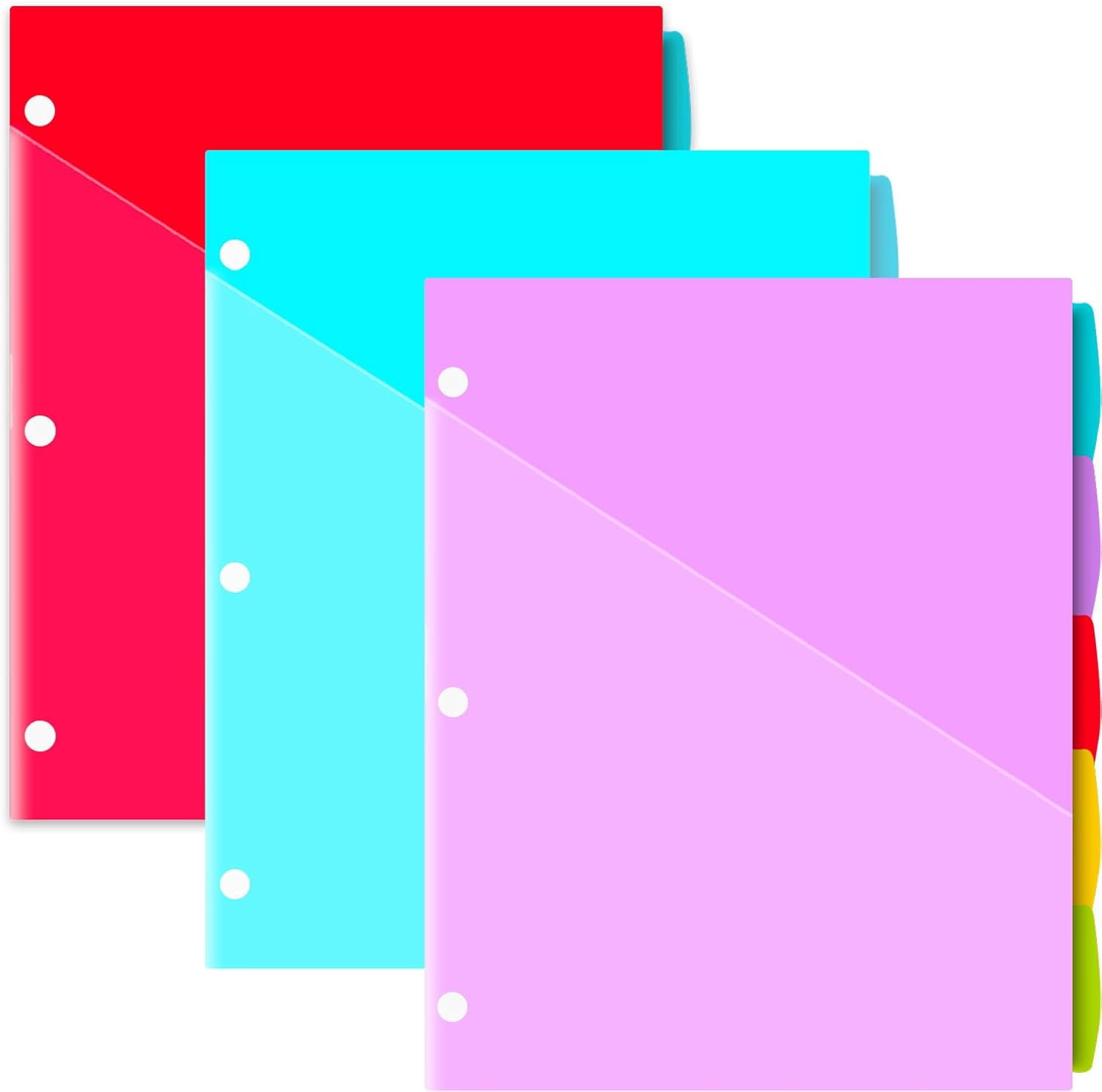 5-Tab Plastic Binder Dividers with Two Pockets - 3 Sets, 15 pcs ...