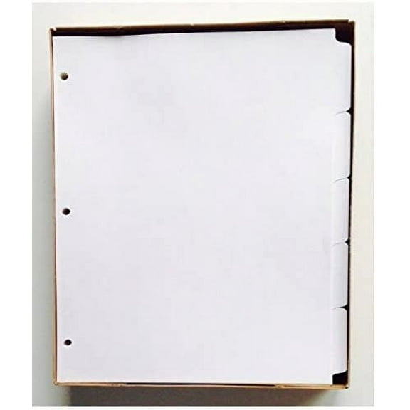 5-Tab White Ring-Book Index Divider Sheets, 8.5" x 11", 3-Hole Punched - 3 Sets