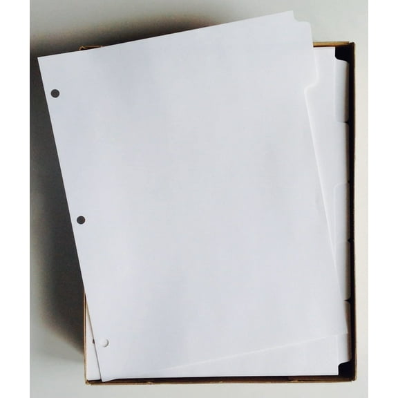 5-Tab White Ring-Book Index Divider Sheets, 8.5" x 11" - Box of 50 Sets
