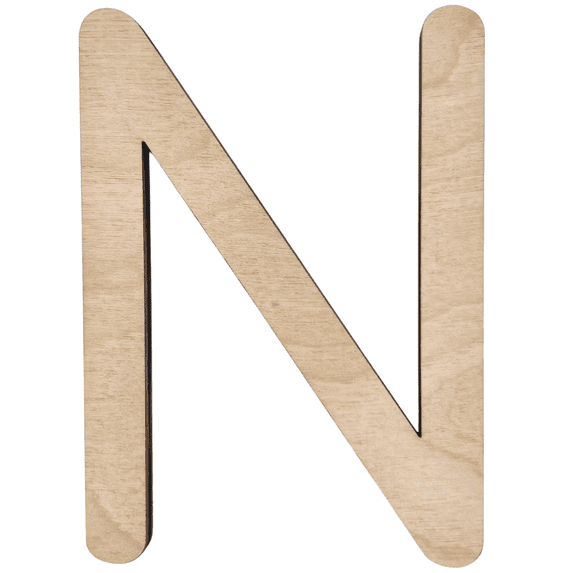 5" Tall BIRCH Wood Letter N | 1/4" Thick | Wood Craft Letter | Krafty Supply Lego House Font | Script Font