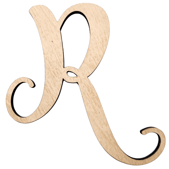 5" Tall BIRCH Wood Letter R | 1/4" Thick | Wood Craft Letter | Starfish Font | Script Font