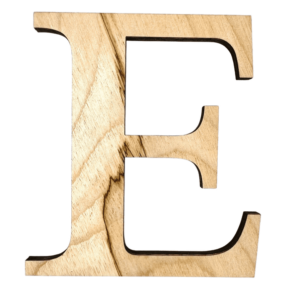 5" Tall Birch Letter E | 1/4" Thick Birch Plywood| Krafty Supply Letters | Times | Wooden Letter