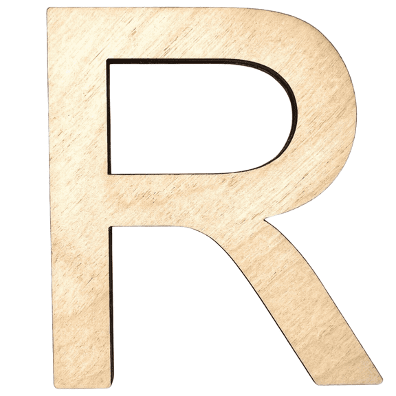 5" Tall MDF Letter R | 1/4" Thick Birch | Krafty Supply Letters | Arial | Wooden Letter