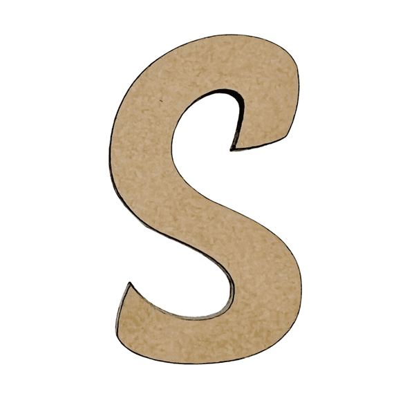 5" Tall MDF Wood Letter S | 1/8" Thick | Wood Craft Letter | American Font