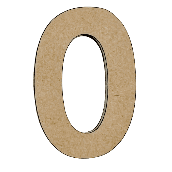 5" Tall MDF Wood Number 0 | 1/8" Thick | Wood Craft Letter | American Font