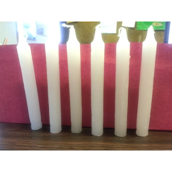 5" Tapered White Unscented Church/Emergency Candles ( Six Candles Per Pack )