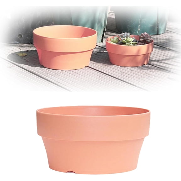 5" Terracotta Pot with Drain Hole,Shallow Terracotta Pots,Clay Pots for Plants,Shallow Flower Pot,Imitation Terracotta Pot for Succulent Cactus Nursery Planter Indoor Outdoor Garden