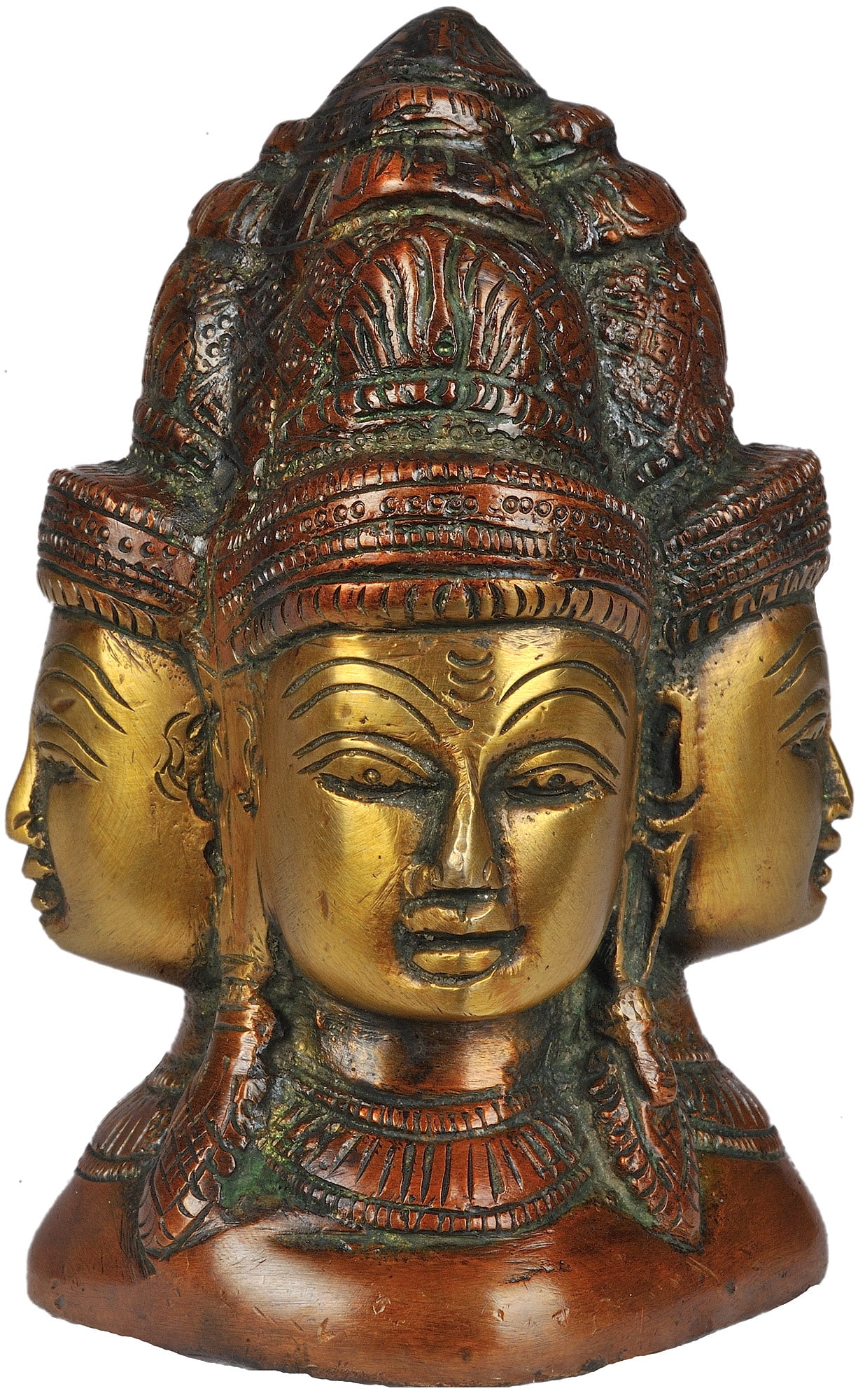 5" The Four Directional Forms of Shiva Head in Brass Handmade Made