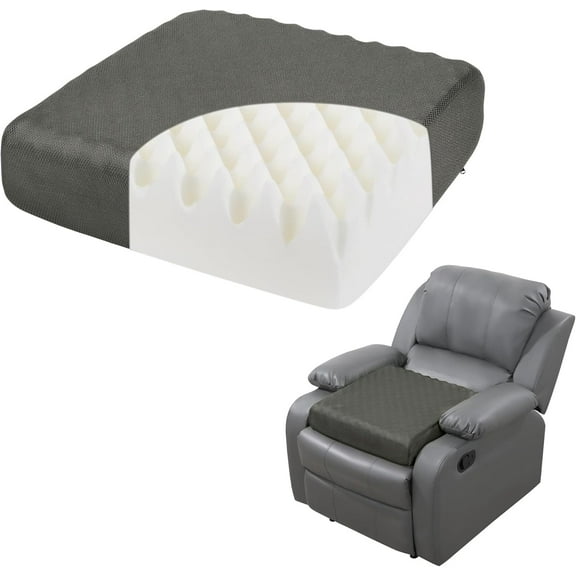5" Thick Egg Shaped Foam Recliner Chair Cushion for Elderly, Thicken & Extra Large Seat Cushion Cahir Pad for Couch, Armchair, Wheelchair for Easy to Stand Up & Reduce Hip & Lumbar Pain, Gray