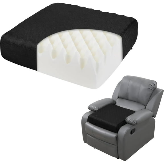 5" Thick Egg Shaped Foam Recliner Chair Cushion for Elderly, Thicken & Extra Large Seat Cushion Cahir Pad for Couch, Armchair, Wheelchair for Easy to Stand Up & Reduce Hip & Lumbar Pain, Black