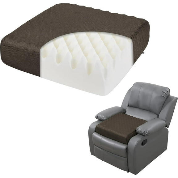 5" Thick Egg Shaped Foam Recliner Chair Cushion for Elderly, Thicken & Extra Large Seat Cushion Chair Pad for Couch, Armchair, Wheelchair for Easy to Stand Up & Reduce Hip & Lumbar Pain, Brown