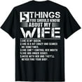 thumbnail image 1 of 5 Things You Should Know About My Wife (On Back) husband T-ShirtMen and women, Black T-shirt, size: Extra large, 1 of 4