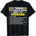 thumbnail image 1 of 5 Things you Should know about my Husband Marriage T-ShirtMen's and women's gift, black and white T-shirt, size: Extra large S-4XL, 1 of 4