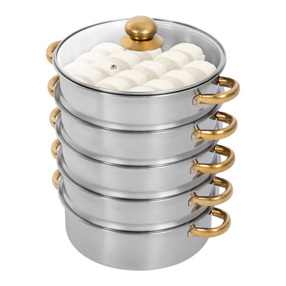 5-Tier 10.24" Stainless Steel Steamer, Multifunctional Kitchen Steamer with Handle, Meat and Vegetable Cooking Steamer