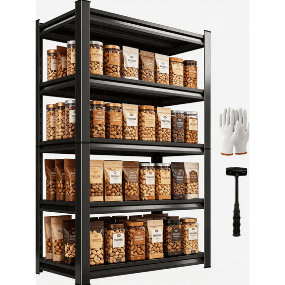 5 Tier 18"D x 40"W x 72"H Adjustable Storage Shelves,Heavy Duty Metal Storage Rack, Shelving Units Utility Shelf for Kitchen,Pantry,Bathroom,Garage,Office,Basement,Pantry Organization,Black