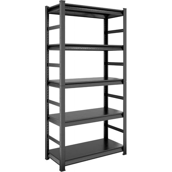 5-Tier 2000LBS Heavy Duty Metal Shelving Unit, Big Storage Space Shelves, Adjustable Metal Shelving Units with 2000LBS Capacity, Steel Organizer Shelf for Kitchen, Garage 72H * 35.4W * 15.7D - Black