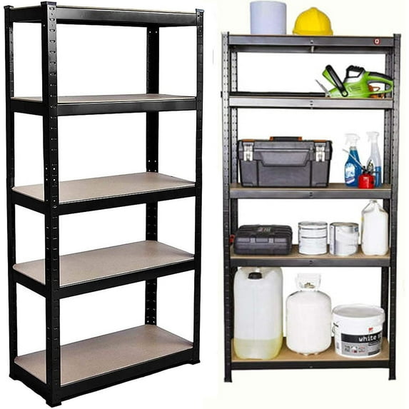 5-Tier 28" L x 12" D x 60" H Metal Shelving Unit Adjustable Garage Storage Utility Rack Heavy Duty Shelves