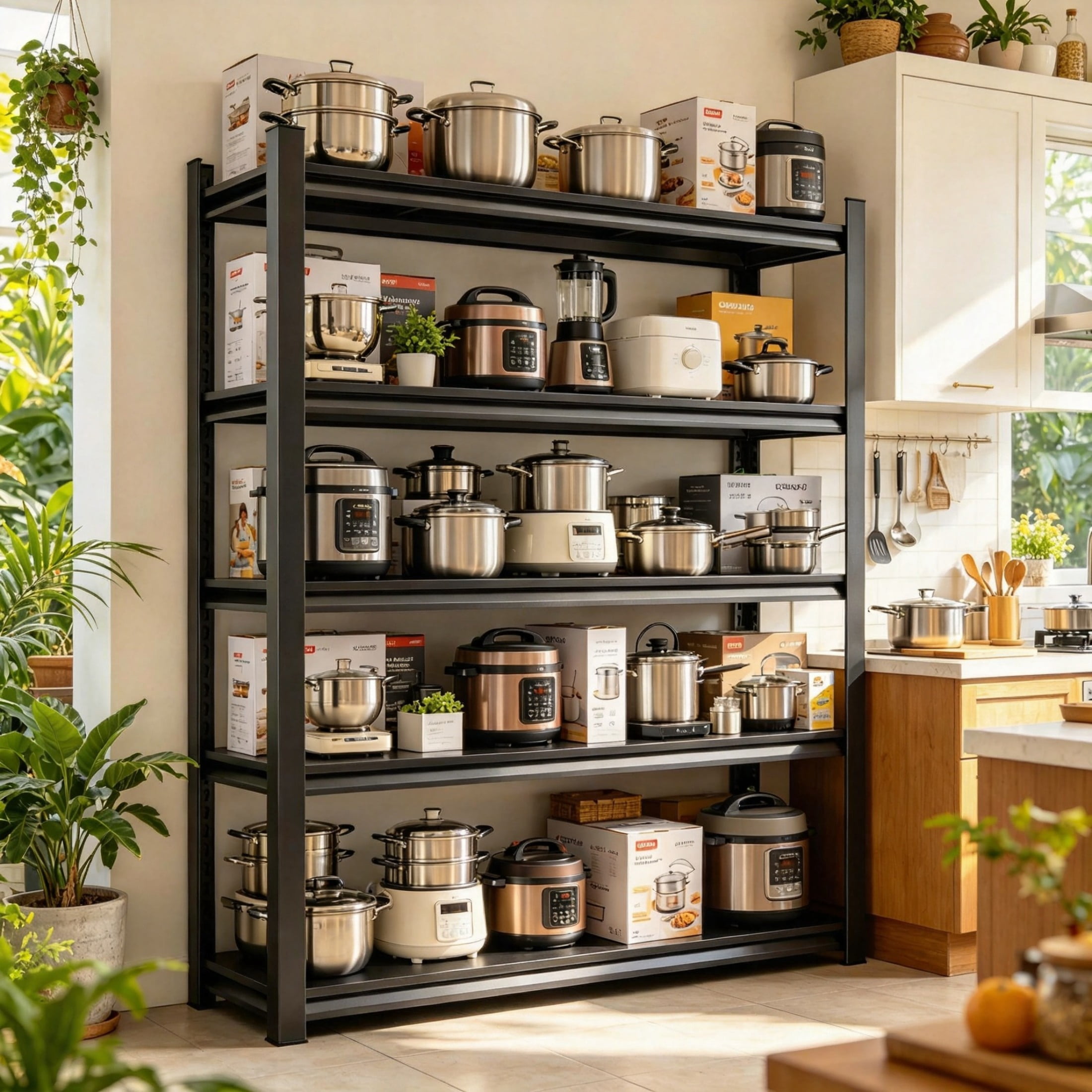 5 Tier 46"W x63"H x 24"D Pot Pan Rack Adjustable Heavy Duty Pot and Pan ...