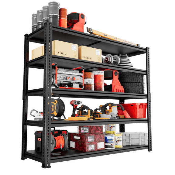 5-Tier 48 in W x 72 in H x 18 in D Adjustable Heavy Duty Solid Metal Shelving Unit