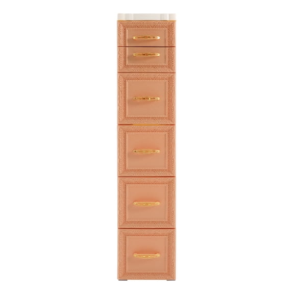 5-Tier 6-Drawer Storage Cabinet, Slim PP Storage Organizer with Movable Wheels, Waterproof for Bathroom Laundry Kitchen Office & Home Narrow Gaps