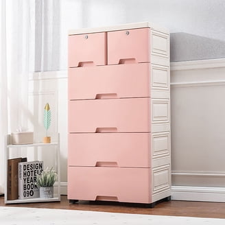 plastic dresser walmart Aiqidi 5 Plastic Drawers Dresser, 18x12x33 Inch Colorful Vertical Clothes Storage Chest Bedroom Tower Closet Organizer Cabinet w/Wheels