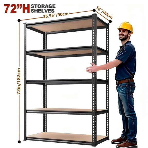 5-Tier 60"/72"H 2000LB Heavy Duty Metal Garage Storage Rack