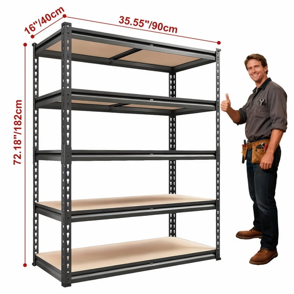 5-Tier 60"/72"H 2000LB Heavy Duty Metal Garage Storage Rack
