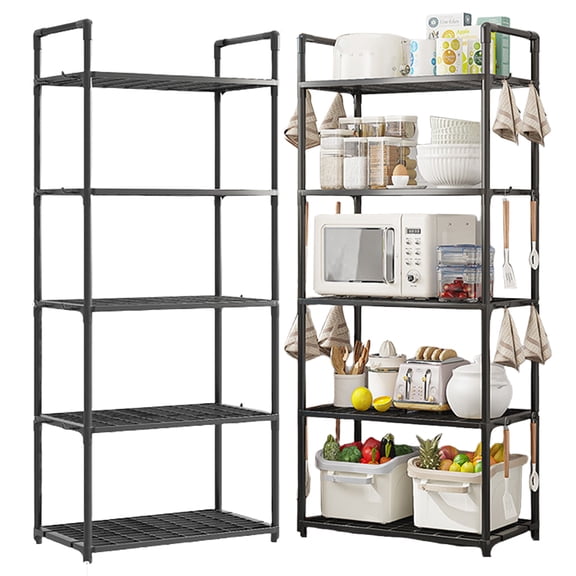5 Tier 66 Lbs/Shelf Capacity Storage Shelves Adjustable Shelving Unit Heavy Duty Storage Rack(Black)