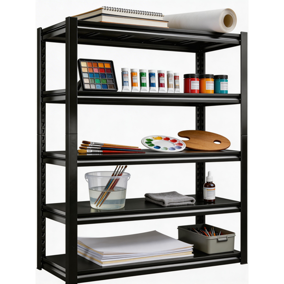 5 Tier 72" H Metal Plant Stand,36" W Bookshelf,Snack Rack,Shoe Shelving,Industrial Garage Storage Shelves with Thickened Double-Layer Posts for Kitchen Bathroom Living Room School Office Warehouse