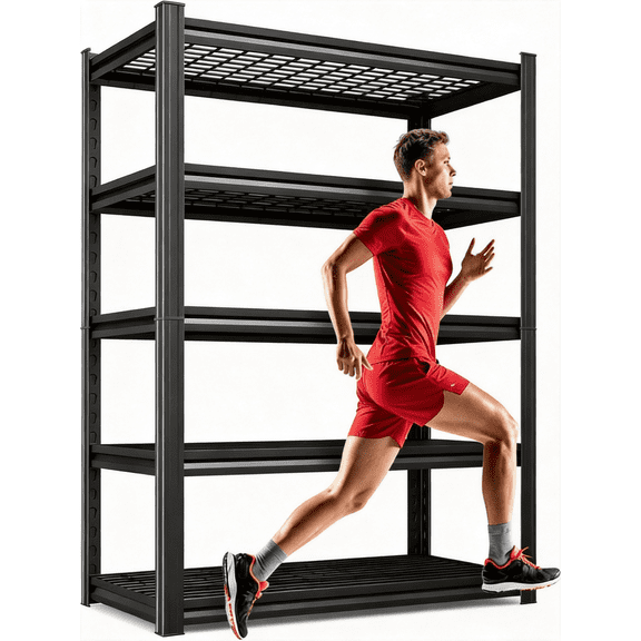 5-Tier 72"H Wire Storage Shelves,3000 lbs Adjustable Metal Shelving Rack,36"W x 16"D Garage Shelf,Black Shelving Unit for Kitchen,Pantry Storage,Living Room,Laundry Rooms,Basements,Warehouse