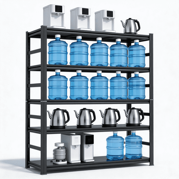 5 Tier 72"H x 36"W x 16"D Shelving Rack for Garage Heavy Duty, 3000LBS Adjustable Metal Shelves Gloved Rubber Hammer and Gloves for Kitchen Pantry Basement Bathroom Laundry Shop Plant