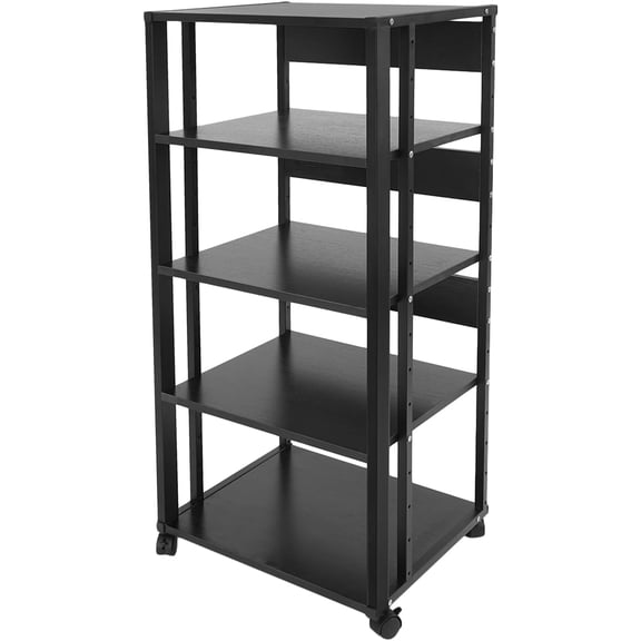 5-Tier AV Media Stand, Adjustable Heavy Duty Audio-Video Media Stand Rack with Wheels, Steel Media Storage Shelves for Living Rooms, Multimedia Rooms, Studios$$Furniture
