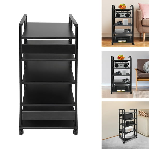 5-Tier AV Media Stand Corner TV Entertainment Center Stereo Components Stand Black for Houses, Offices