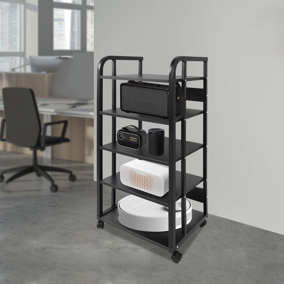 5-Tier AV Media Stand, Corner TV Entertainment Center Stereo Components Storage Stand, Movable Audio Media Stand