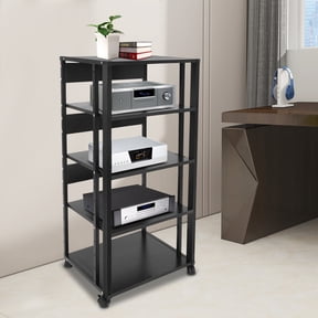 5-Tier AV Media Stand Rack Media Stand with Wheels Tall Heavy Duty Audio-Video Media Stand