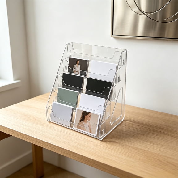 5-Tier Acrylic Card Display Stand Desktop Trading Card Organizer Holder for Collectibles Business Cards Clear Storage Rack Shelves