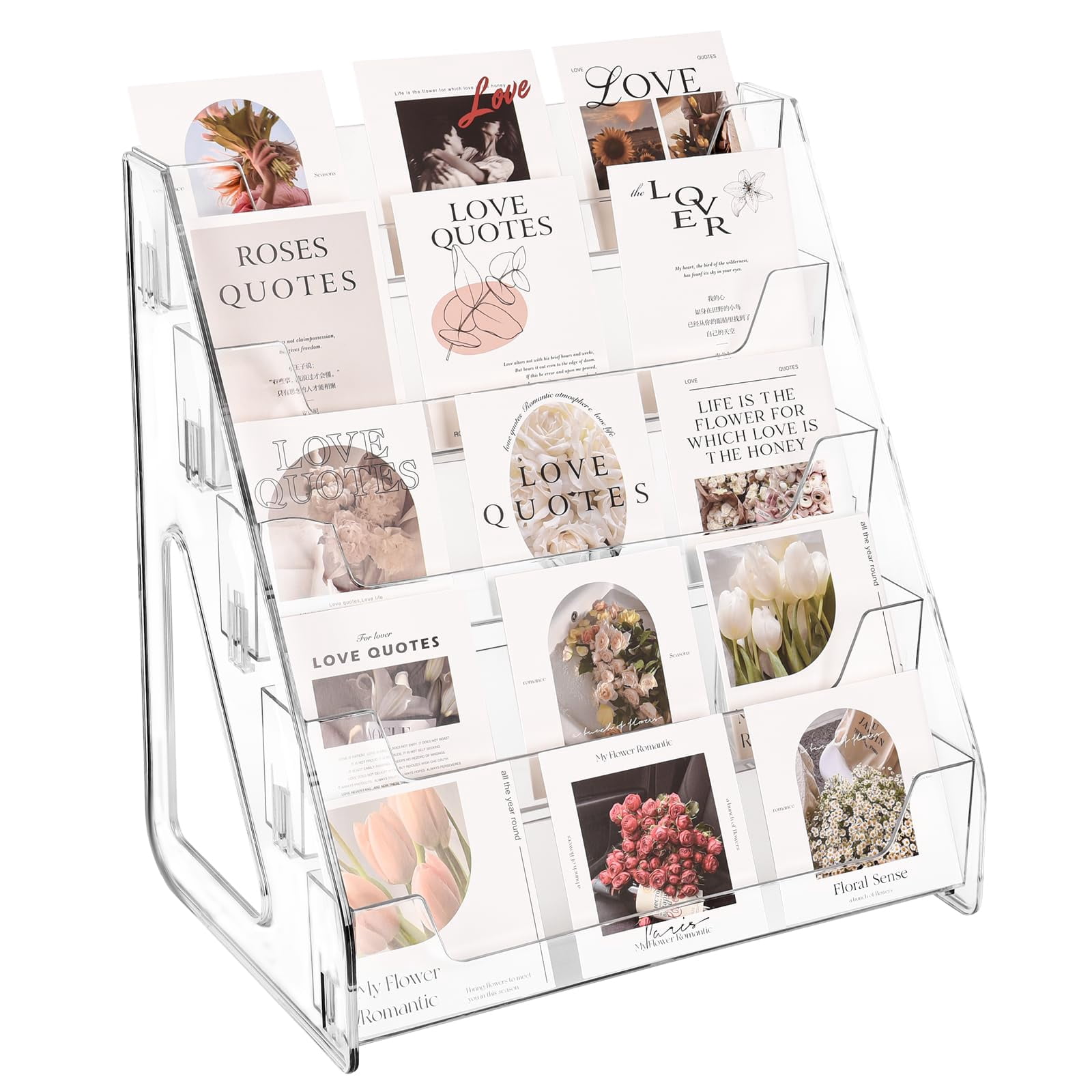 7 Tier Acrylic Card Display Stand - Holds 12 Cards For Sports, Trading, PSA Graded Cards & Stickers