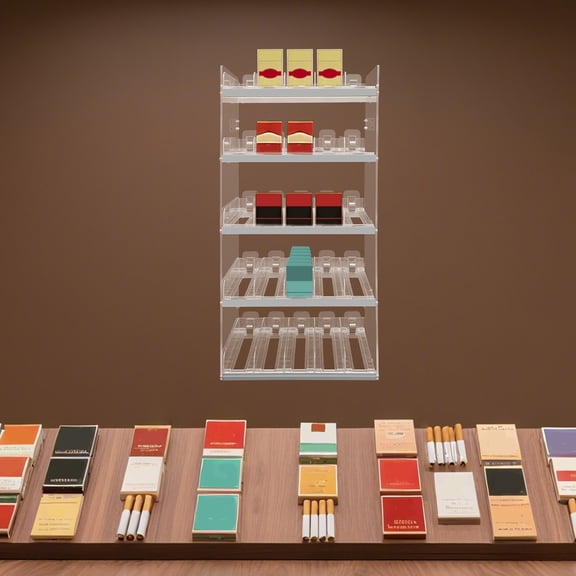 5-Tier Acrylic Cigarette Display Holder with Automatic Pushers, 250-Pack Capacity
