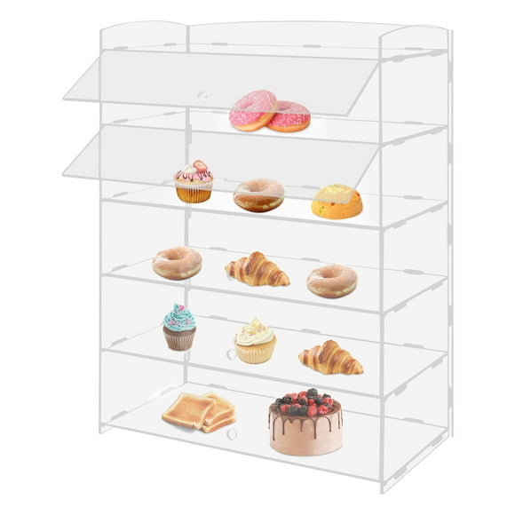5-Tier Acrylic Display Case Countertop Bakery Pastry Storage Showcase Bread Box 18.7*8.46*24.4in