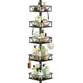 thumbnail image 1 of 5 Tier Adjustable Corner Shower Caddy Organizer with Hooks, Rustproof Tension Pole 62-116 Inch, Bronze, 1 of 6
