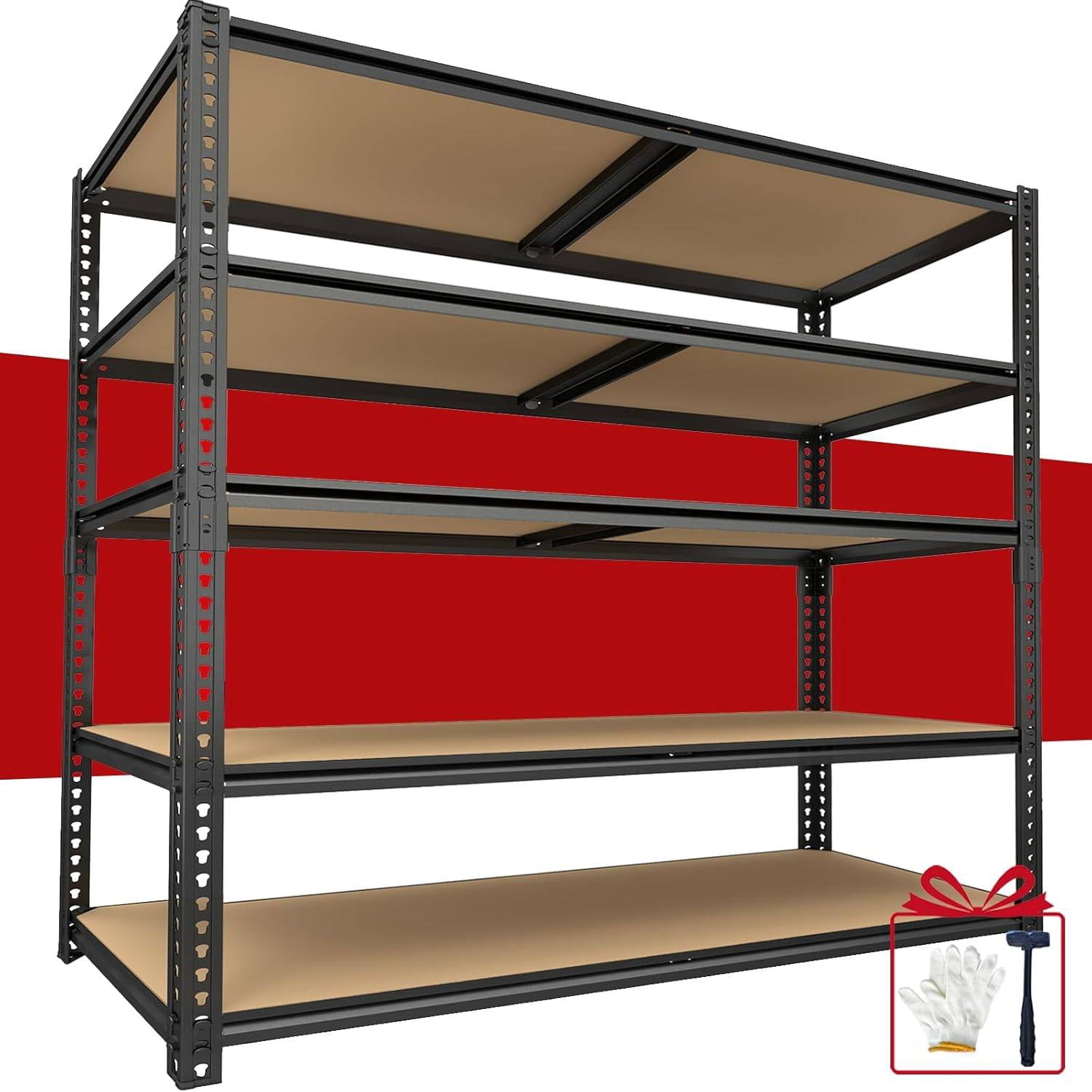 5-Tier Adjustable Heavy-Duty Garage Shelving Unit, 2400 lbs Capacity